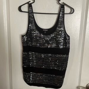 Express black top w/ Silver & Grey sequins in Sz. Small..NWOT..never been worn..